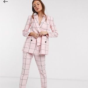 ASOS pink grid double breasted suit